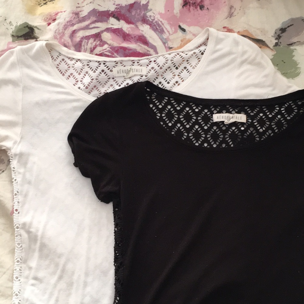 Aeropostale Black and White Top Set of 2